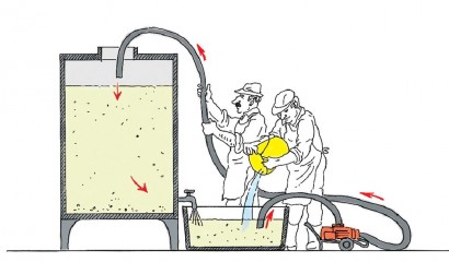 Illustrazione del processo di chiarifica del vino